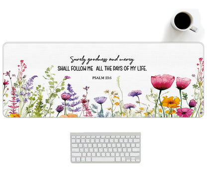 UTELKA Blue Desk Mat, Flroal Desk Matt for Desktop Mouse Pad 31.5x11.8