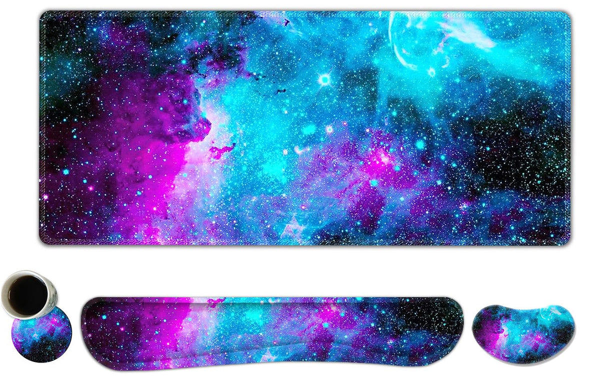 ToLuLu Extended Gaming Mouse Pad, Memory Foam Keyboard Mouse Wrist Rest Set