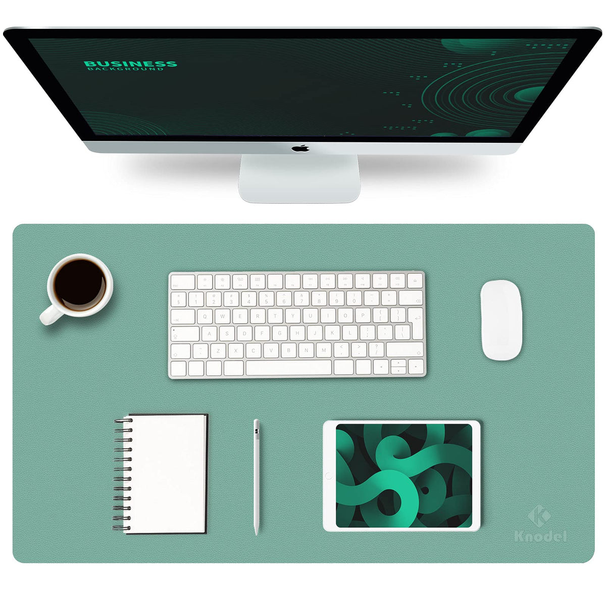 K KNODEL Large Office Desk Mat, Leather Mouse Pad (31.5"x15.7", Black)