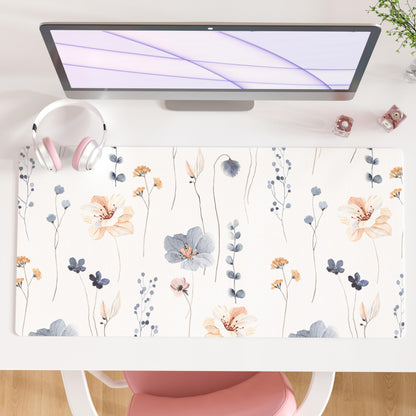QIYI PU Leather Large Mouse Pad, Waterproof Desk Mat, 31.5" x 15.7", Peony