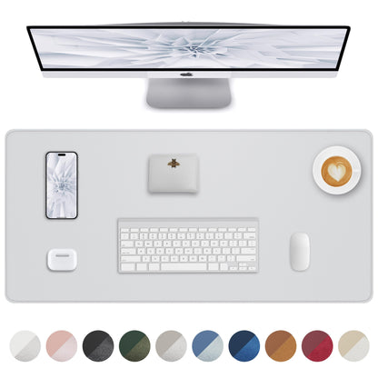 AFIING Desk Pad Protector 23.6" x 13.7" - Non-Slip Waterproof PU Leather Desk Mat for Mouse, Keyboard, Laptop, Office and Home Workspace (Beige)