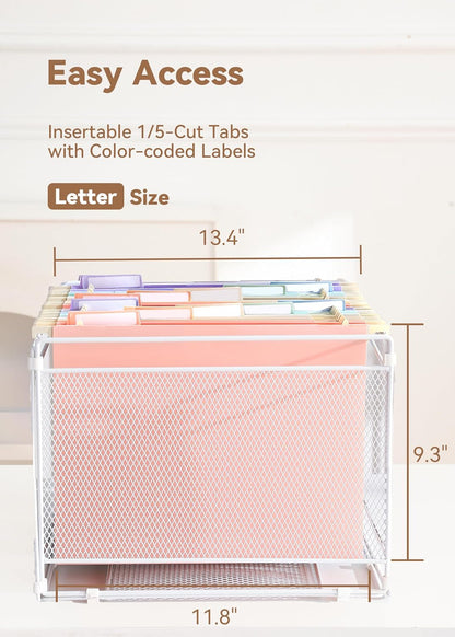 SortRax Plastic Hanging File Folders, 2" Expansion, Letter Size, Pastel