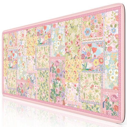 iCasso Desk Mat,Mouse Pad for Office Desk,35.4x15.7in,Pink Flowers