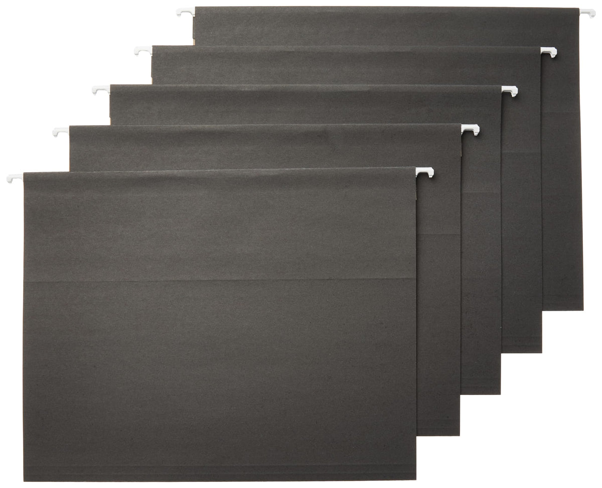 Amazon Basics Hanging File Folders with Adjustable Tabs for Document Organization, Letter Size, Gray, 25-Pack