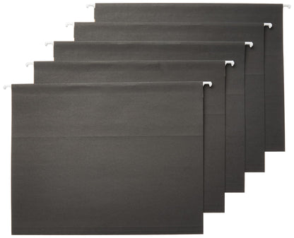 Amazon Basics Hanging File Folders with Adjustable Tabs for Document Organization, Letter Size, Gray, 25-Pack