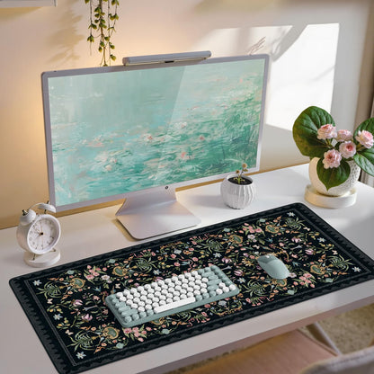 iCasso Desk Mat,Mouse Pad for Office Desk,35.4x15.7in,Pink Flowers