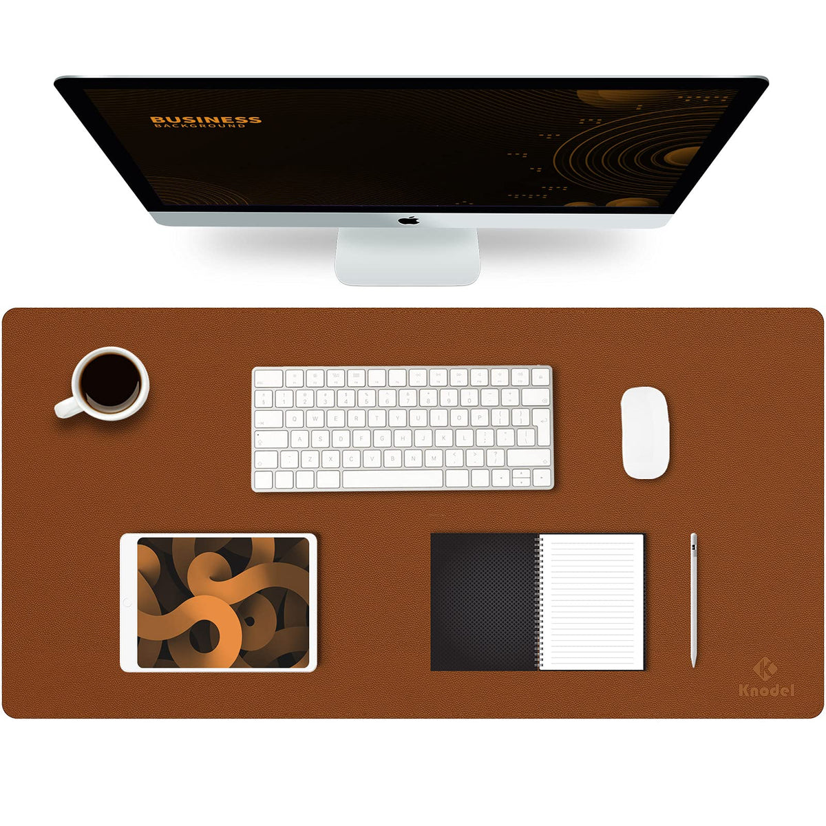 K KNODEL Large Office Desk Mat, Leather Mouse Pad (31.5"x15.7", Black)