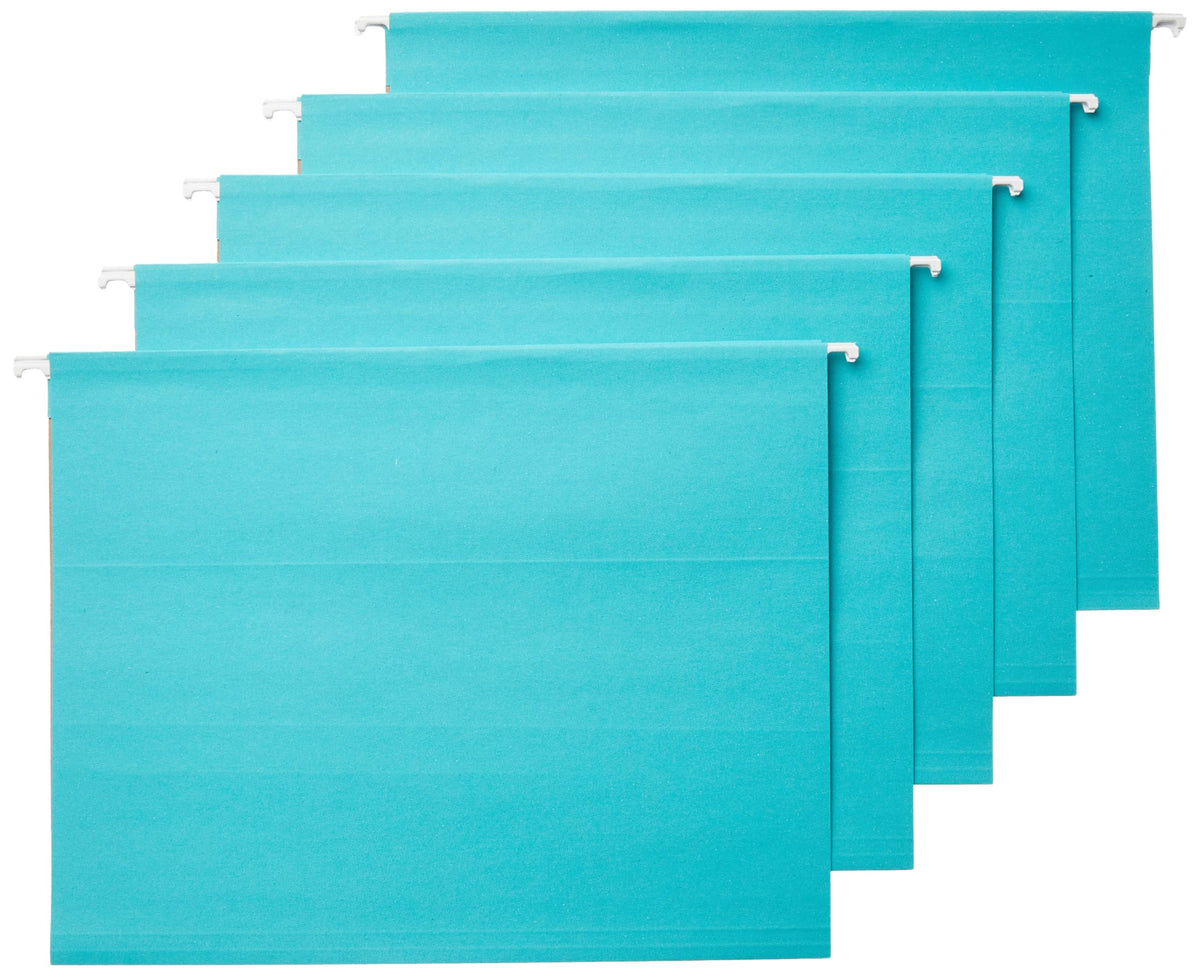 Amazon Basics Hanging File Folders with Adjustable Tabs, Sturdy Expandable Document Organizer, Letter Size 8.5x11 inch, Green, 25-Pack