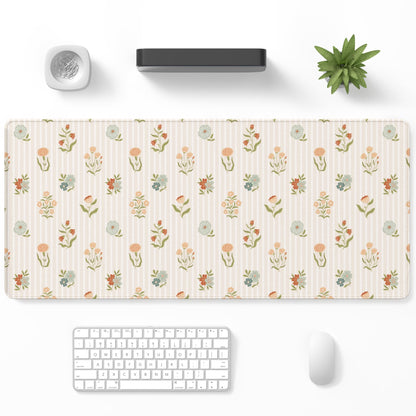 Desk Mat, Large Gaming Mouse Pad, 32" x 12", Boho Retro Floral