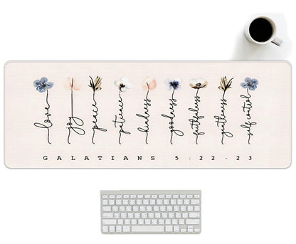 UTELKA Blue Desk Mat, Flroal Desk Matt for Desktop Mouse Pad 31.5x11.8