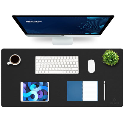 K KNODEL Large Office Desk Mat, Leather Mouse Pad (31.5"x15.7", Black)