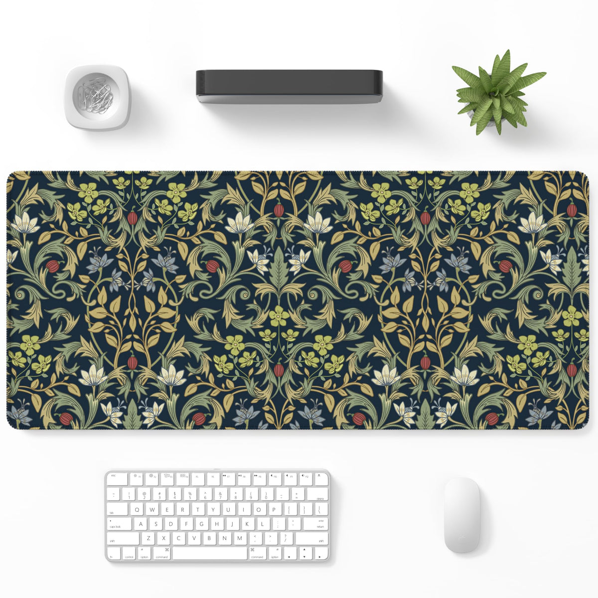 Desk Mat, Large Gaming Mouse Pad, 32" x 12", Boho Retro Floral