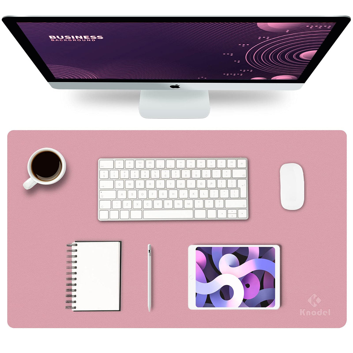 K KNODEL Large Office Desk Mat, Leather Mouse Pad (31.5"x15.7", Black)