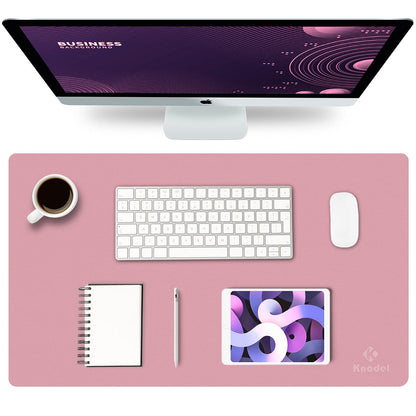 K KNODEL Large Office Desk Mat, Leather Mouse Pad (31.5"x15.7", Black)