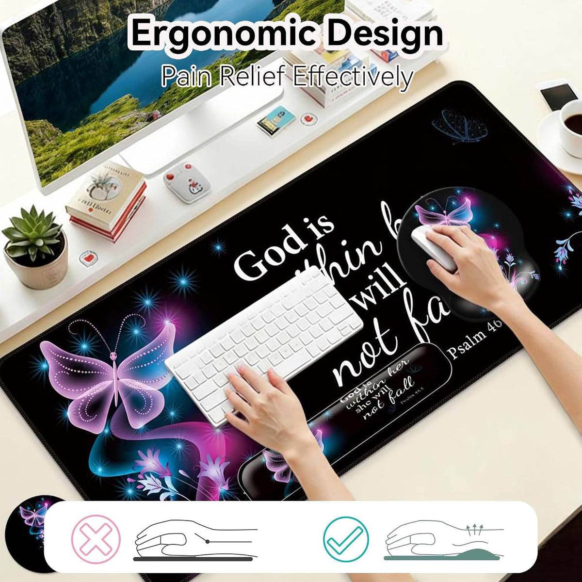 Desk Mat Set Keyboard and Mouse Pad with Wrist Rest Support