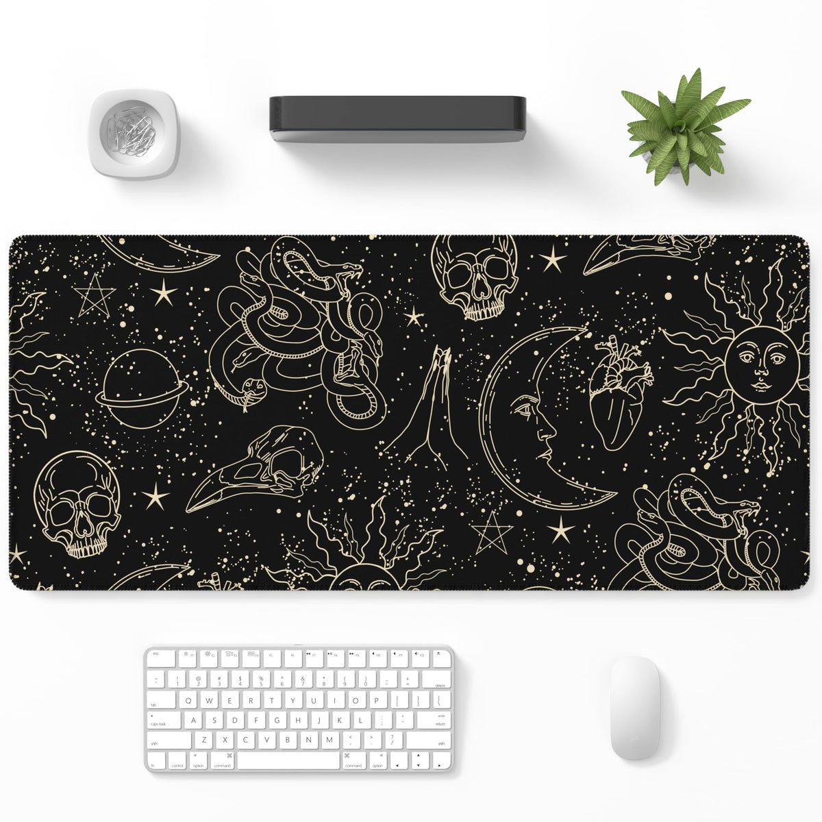 Desk Mat, Large Gaming Mouse Pad, 32" x 12", Boho Retro Floral