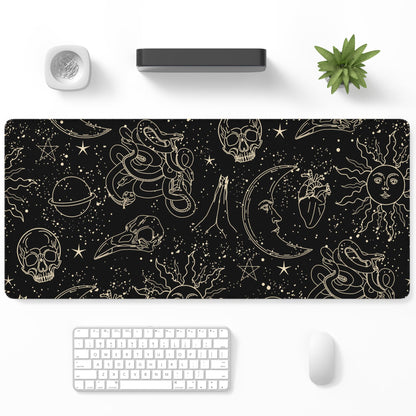 Desk Mat, Large Gaming Mouse Pad, 32" x 12", Boho Retro Floral
