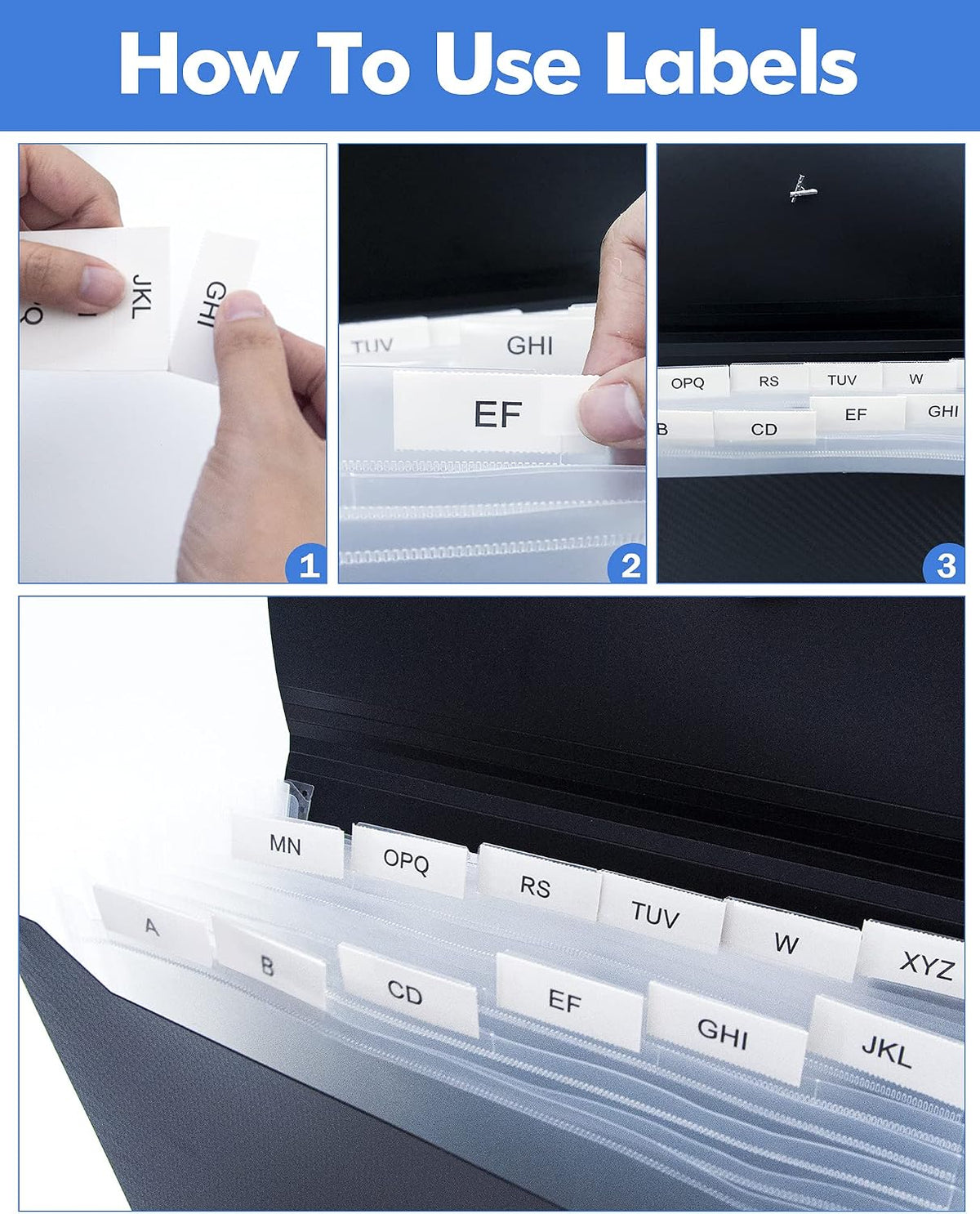 Cesil 13 Pockets Accordian File Organizer with Tabs Expanding File Folders