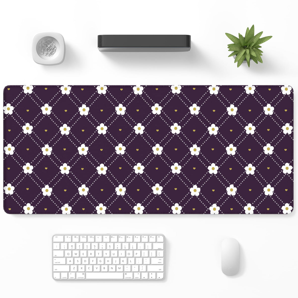 Desk Mat, Large Gaming Mouse Pad, 32" x 12", Boho Retro Floral