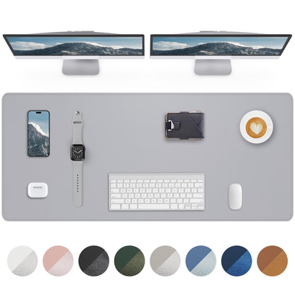 AFIING Desk Pad Protector 23.6" x 13.7" - Non-Slip Waterproof PU Leather Desk Mat for Mouse, Keyboard, Laptop, Office and Home Workspace (Beige)