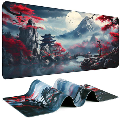 Mouse Pad Gaming - Desk Mat for Keyboard and Mouse - Kanagawa Large Mouse Pad for Desk, Japanese Sea Wave Mousepad (31.5 x 11.8inch) with Non-Slip Base, Desks Pad Mat for Game, Office and Home