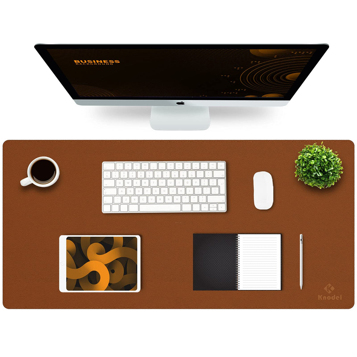K KNODEL Large Office Desk Mat, Leather Mouse Pad (31.5"x15.7", Black)