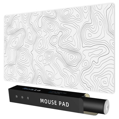 Rinaze Extra Large Gaming Mouse Pad with Black Topographic, XXL Mousepad, Big Mouse Mat Desk Pad, Non Slip Keyboard Pad for Gaming Computer Laptop PC Office Desk Accessories