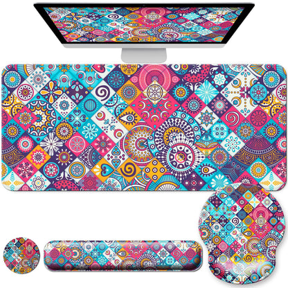 Desk Mat Set Keyboard and Mouse Pad with Wrist Rest Support