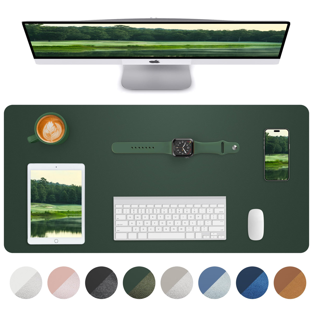 Leather Desk Pad Blotter,Mouse Pad,Office Desk Mat, Non-Slip PU Leather Desk mat,Large Desk mat,Waterproof Keyboard mat for Office/Home/Decor (Black,35" x 17")