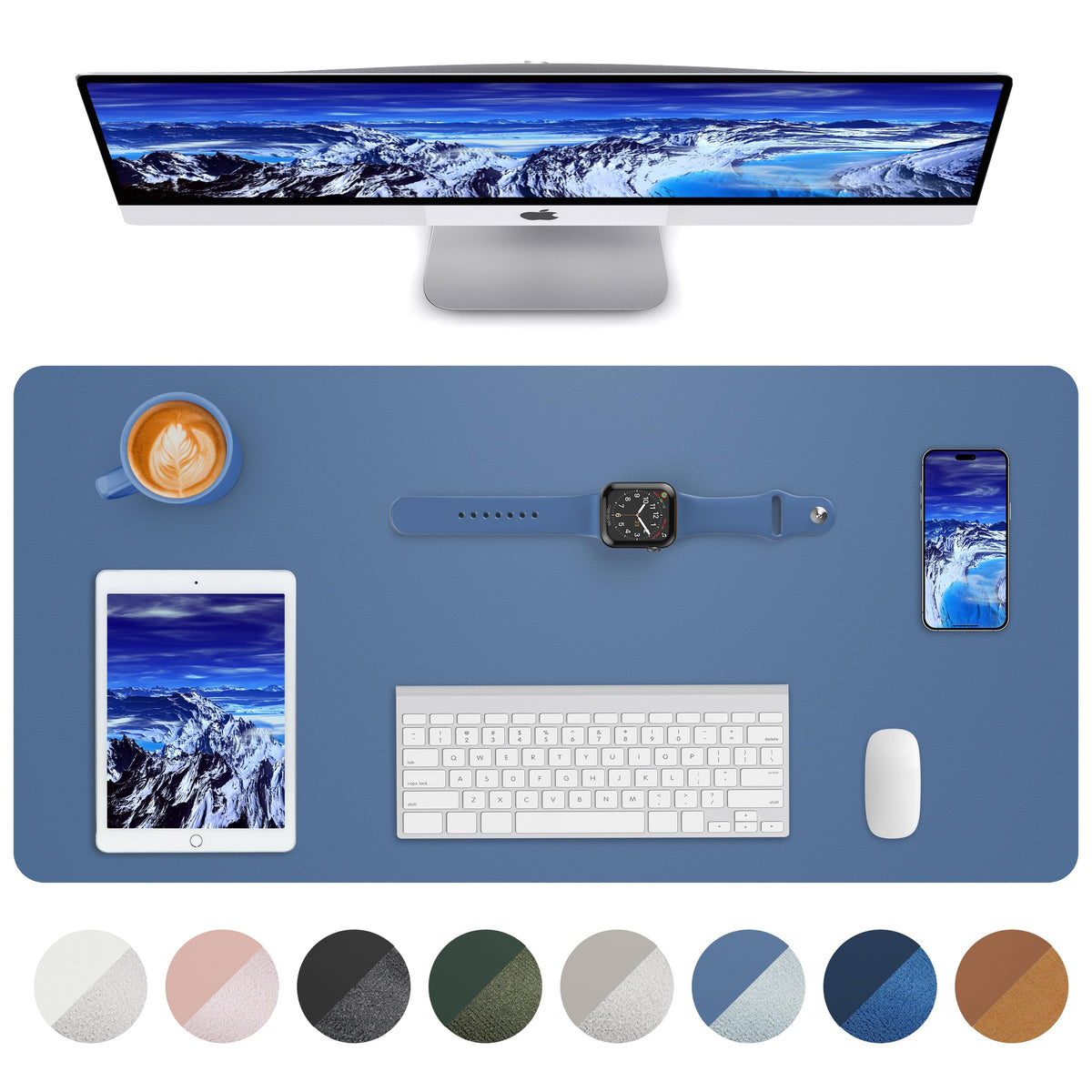 Leather Desk Pad Blotter,Mouse Pad,Office Desk Mat, Non-Slip PU Leather Desk mat,Large Desk mat,Waterproof Keyboard mat for Office/Home/Decor (Black,35" x 17")