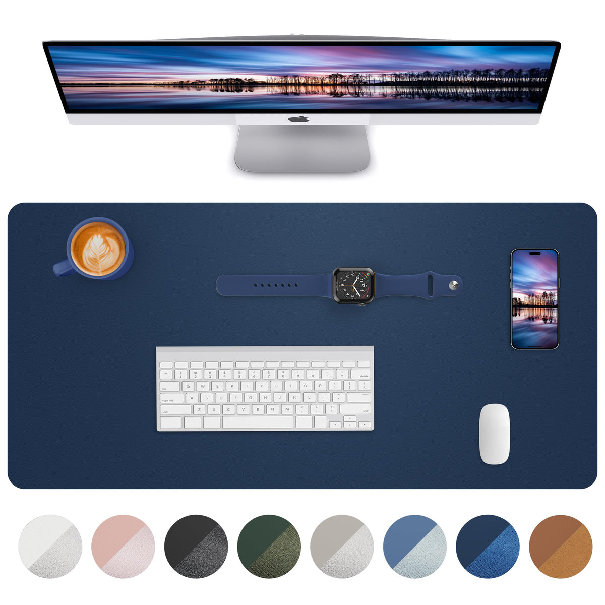 Leather Desk Pad Blotter,Mouse Pad,Office Desk Mat, Non-Slip PU Leather Desk mat,Large Desk mat,Waterproof Keyboard mat for Office/Home/Decor (Black,35" x 17")