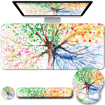Desk Mat Set Keyboard and Mouse Pad with Wrist Rest Support