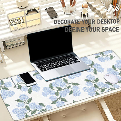 UTELKA Blue Desk Mat, Flroal Desk Matt for Desktop Mouse Pad 31.5x11.8